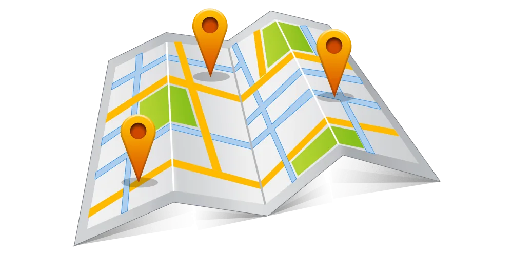 Mapa com pontos de destino